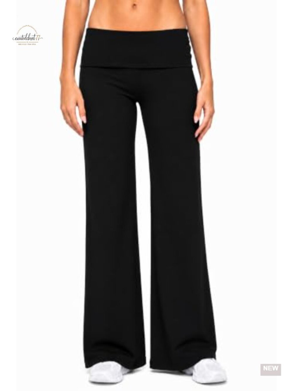 Wide Leg Fold Over Waist Yoga Pants Stretch Lounge Travel
